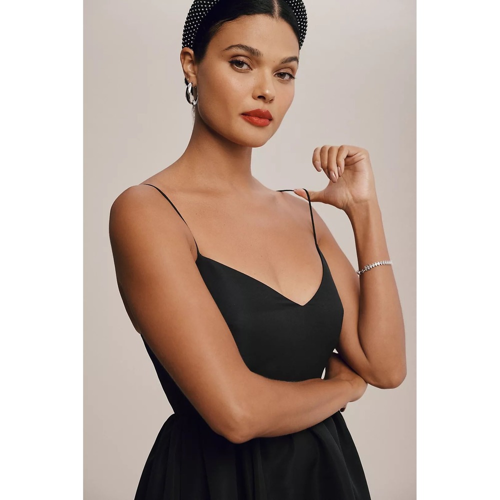NEW Sachin & Babi Hadley V-Neck Back Bow Empire Gown Womens 10 Black - Picture 4 of 16